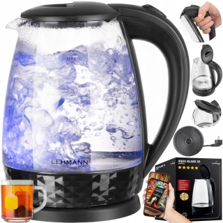 CZAJNIK ELEKTRYCZNY SZKLANY Z PODŚWIETLENIEM MOCNY 2200W BEZPRZEWODOWY 2L