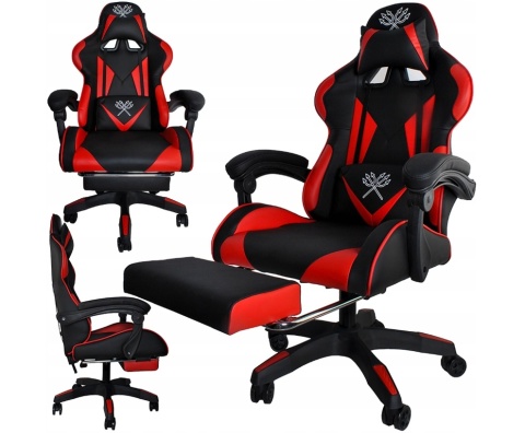 Fotel Gamingowy Biurowy Obrotowy Kubełkowy Krzesło Obrotowe dla Gracza Red