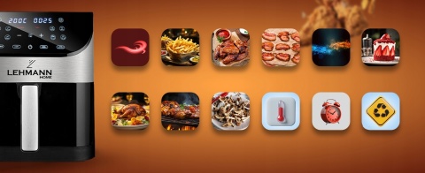 Frytkownica Beztłuszczowa Frytownica AIR FRYER DUŻA 12 PROGRAMÓW 6l 1500W