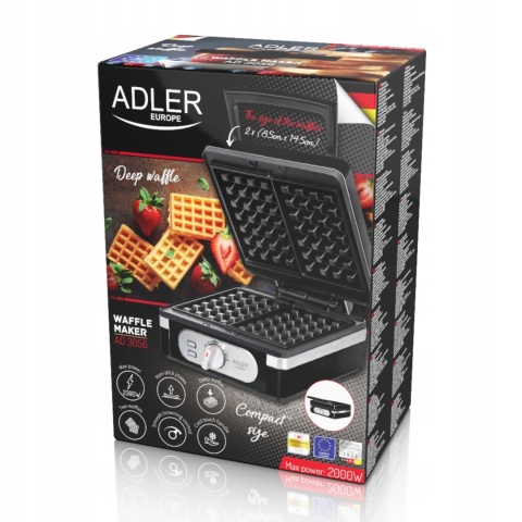 GOFROWNICA 2000W XXL 2 CHRUPIĄCE PUSZYSTE GOFRY XXL DUŻA SOLIDNIE WYKONANA