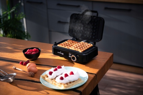 GOFROWNICA 2000W- NA DWA DUŻE GOFRY Z REGULACJĄ TEMPERATURY, MOCNA, SOLIDNA