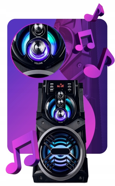 Głośnik Bluetooth PartyTech BIG Tower 850W z mikrofonem i FM