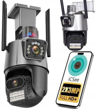 KAMERA 2W1 ZEWNĘTRZNA OBROTOWA IP WIFI Full HD 1920x1080 MONITORING 2x 3MPX