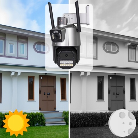 KAMERA 2W1 ZEWNĘTRZNA OBROTOWA IP WIFI Full HD 1920x1080 MONITORING 2x 3MPX