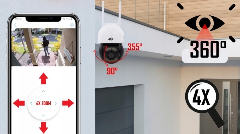 KAMERA WIFI ZEWNĘTRZNA OBROTOWA 5Mpx 4xZOOM ONVIF MIKROFON GŁOŚNIK DVS