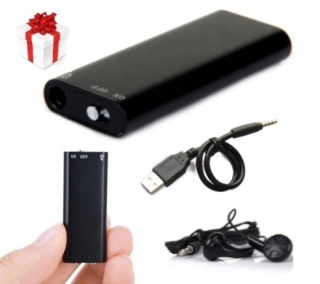 MINI DYKTAFON SZPIEGOWSKI PODSŁUCH DETEKCJA 8 GB USB AKTYWOWANY GŁOSEM