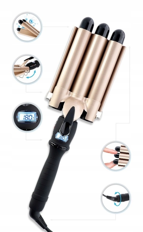 PROFESJONALNA FALOWNICA DO WŁOSÓW LOKÓWKA KARBOWNICA LCD - PERFEKCYJNE LOKI