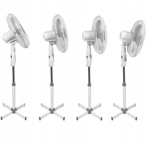 WIATRAK STOJĄCY WENTYLATOR PODŁOGOWY REGULOWANY MOCNY CZARNY/ BIALY