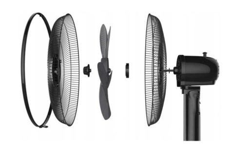 WIATRAK STOJĄCY WENTYLATOR PODŁOGOWY REGULOWANY MOCNY CZARNY/ BIALY