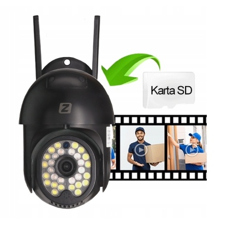 ZEWNĘTRZNA KAMERA OBROTOWA IP 3MPx V3 DARK WiFi CZARNA ZOOMx4 2304x1296