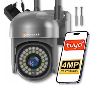 Zewnętrzna Kamera WiFi Obrotowa 4MPx Tuya SMART Bezprzewodowa SZARA CZARNA