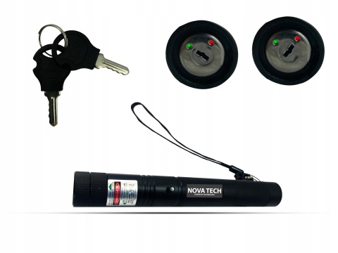 Zielony Wskaźnik Laserowy 400 km z Kluczykiem i Soczewką Disco 50000mW