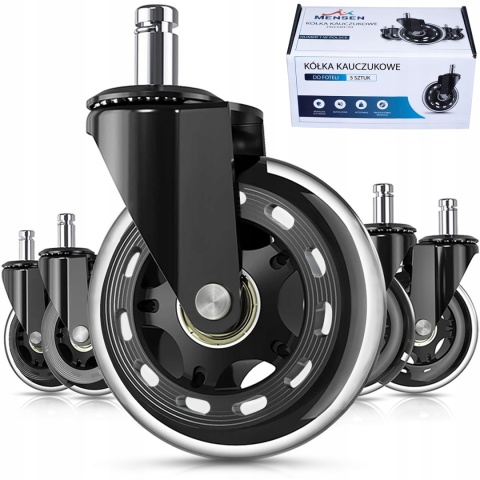 5szt Gumowe Kauczukowe KÓŁKA DO FOTELA Obrotowego Krzesła łożyskowane MOCNE
