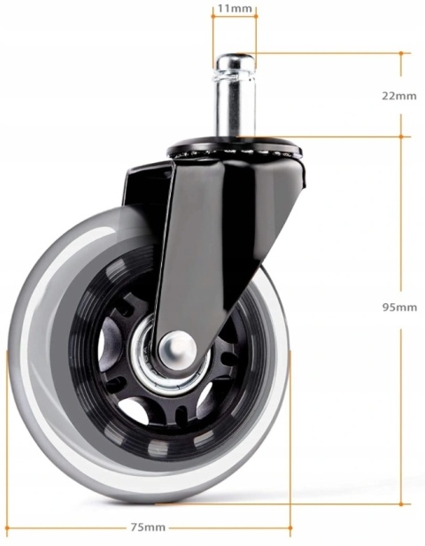 5szt Gumowe Kauczukowe KÓŁKA DO FOTELA Obrotowego Krzesła łożyskowane MOCNE