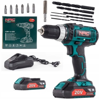 AKUMULATOROWA WIERTARKO WKRĘTARKA NAC 20V 2biegi AKU 2Ah Ładowarka + GRATIS
