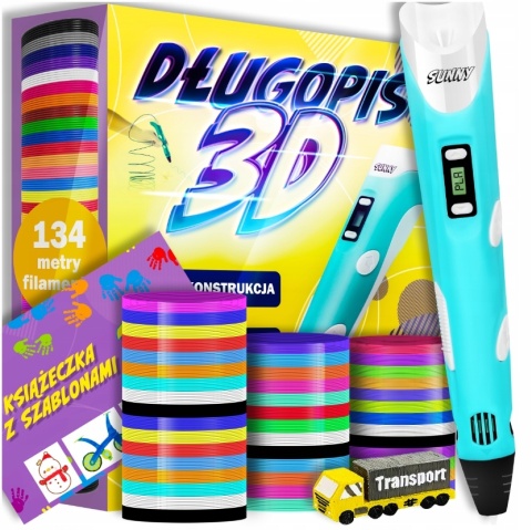 DŁUGOPIS 3D DRUKARKA 3D PEN 3 GENERACJA 134 METRY WKŁADU KOLOROWEGO SUNNY