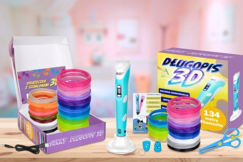 DŁUGOPIS 3D DRUKARKA 3D PEN 3 GENERACJA 134 METRY WKŁADU KOLOROWEGO SUNNY