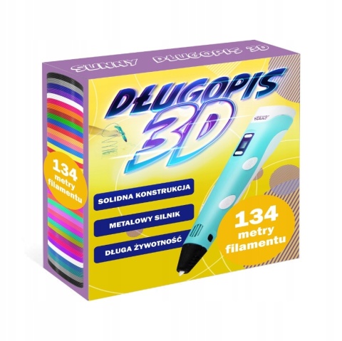 DŁUGOPIS 3D DRUKARKA 3D PEN 3 GENERACJA 134 METRY WKŁADU KOLOROWEGO SUNNY