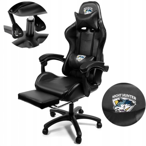 Fotel GAMINGOWY komputerowy OBROTOWY biurowy krzesło gracza + MASAŻ PLECÓW!