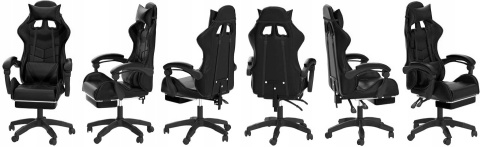 Fotel GAMINGOWY komputerowy OBROTOWY biurowy krzesło gracza + MASAŻ PLECÓW!