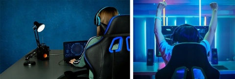 Fotel Gamingowy Biurowy Obrotowy Kubełkowy Krzesło Obrotowe dla Gracza Blue