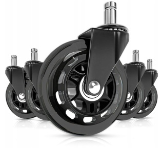 GUMOWE KAUCZUKOWE 5szt KÓŁKA DO FOTELA OBROTOWEGO ŁOŻYSKOWANE MOCNE KOMPLET