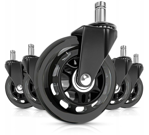 GUMOWE KAUCZUKOWE 5szt KÓŁKA DO FOTELA OBROTOWEGO ŁOŻYSKOWANE MOCNE KOMPLET