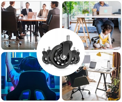 GUMOWE KAUCZUKOWE 5szt KÓŁKA DO FOTELA OBROTOWEGO ŁOŻYSKOWANE MOCNE KOMPLET