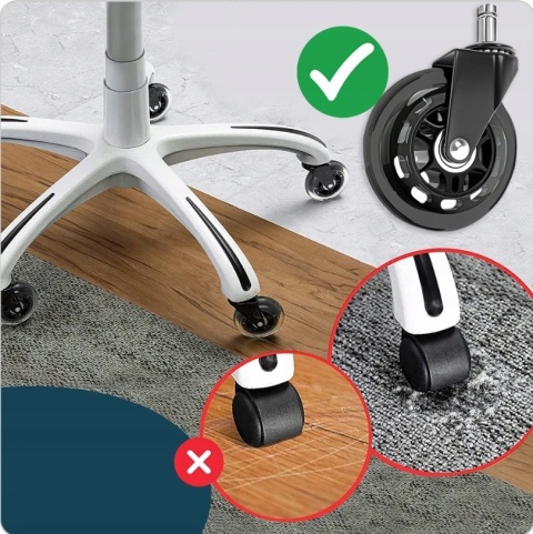 GUMOWE KAUCZUKOWE 5szt KÓŁKA DO FOTELA OBROTOWEGO ŁOŻYSKOWANE MOCNE KOMPLET