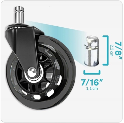 GUMOWE KAUCZUKOWE 5szt KÓŁKA DO FOTELA OBROTOWEGO ŁOŻYSKOWANE MOCNE KOMPLET
