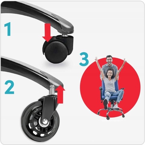 GUMOWE KAUCZUKOWE 5szt KÓŁKA DO FOTELA OBROTOWEGO ŁOŻYSKOWANE MOCNE KOMPLET