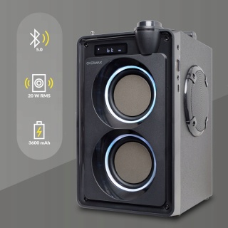 Głośnik Bluetooth PRZENOŚNY BEZPRZEWODOWY LCD LED USB SD RADIO 20W + AUX