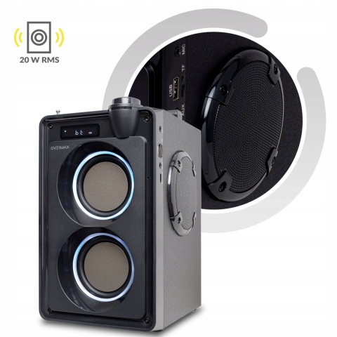 Głośnik Bluetooth PRZENOŚNY BEZPRZEWODOWY LCD LED USB SD RADIO 20W + AUX