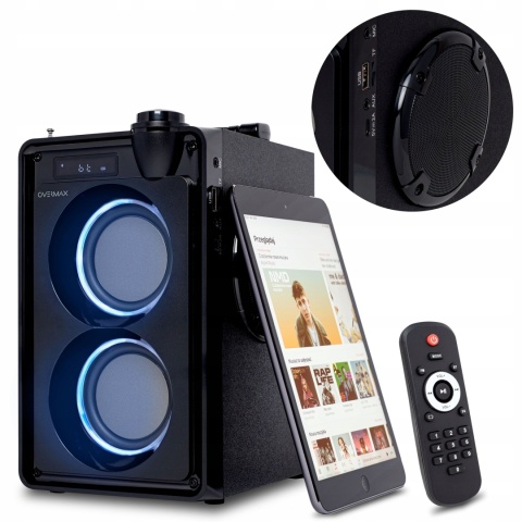 Głośnik Bluetooth PRZENOŚNY BEZPRZEWODOWY LCD LED USB SD RADIO 20W + AUX