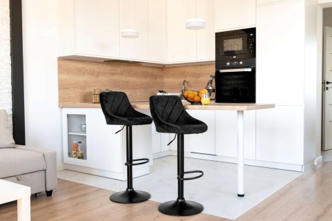 HOKER BAROWY TAPICEROWANY WELUROWY KRZESŁO BAROWE REGULOWANE LOFTOWE CZARNY