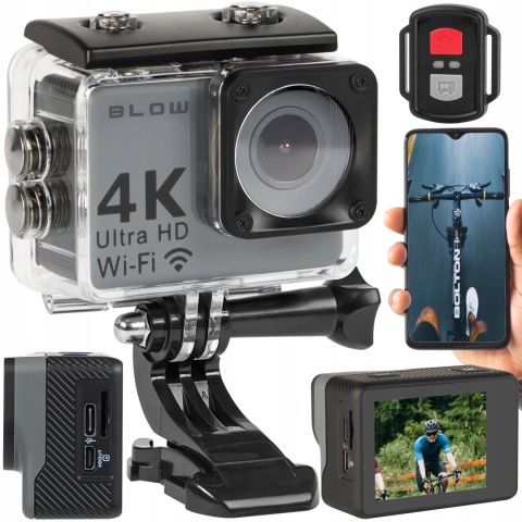KAMERA SPORTOWA GO Pro 4U 4K WIFI USB WODOODPORNA MIKROFON AKCESORIA ZESTAW