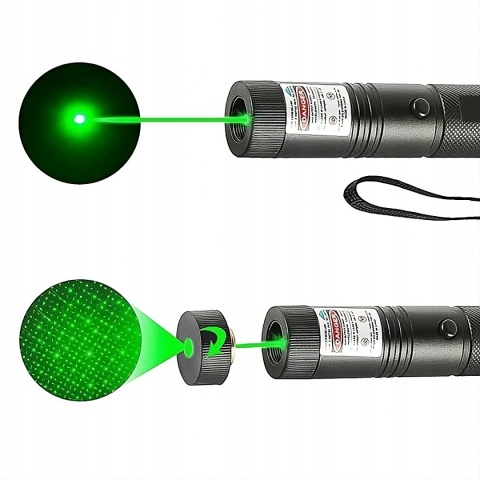 MOCNY WSKAŹNIK LASEROWY LASER POINTER ZIELONY AKU + ŁADOWARKA I NAKŁADKA
