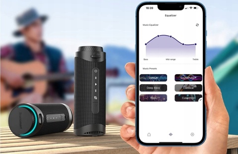 PRZENOŚNY BEZPRZEWODOWY GŁOŚNIK 30W BLUETOOTH 5.3 IPX7 MOCNY PODŚWIETLANY