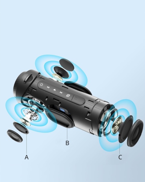 PRZENOŚNY BEZPRZEWODOWY GŁOŚNIK 30W BLUETOOTH 5.3 IPX7 MOCNY PODŚWIETLANY