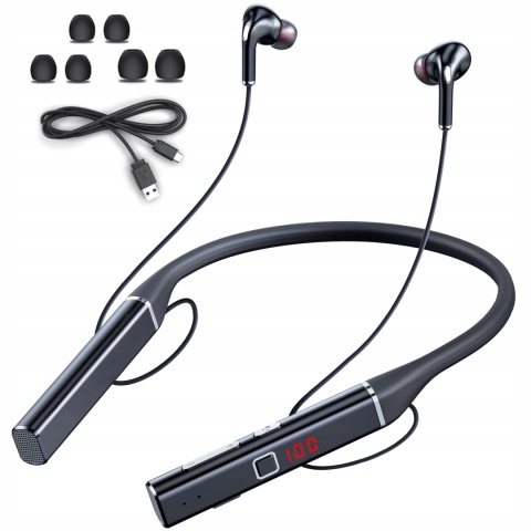 SŁUCHAWKI BLUETOOTH DO BIEGANIA + MIEJSCE NA KARTĘ PAMIĘCI | 100 h BATERIA!