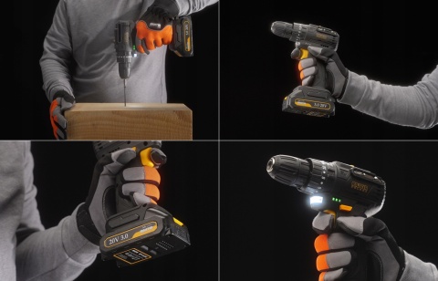 UDAROWA WIERTARKO WKRĘTARKA AKUMULATOROWA 20V BEZSZCZOTKOWA MOCNA + ZESTAW