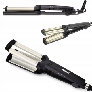 WIELOFUNCYJNA CERAMICZNA FALOWNICA LOKÓWKA DO WŁOSÓW KEMEI - STYLIZACJA LOK