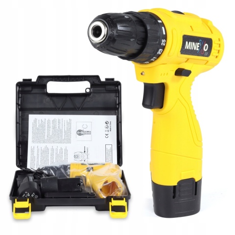 WIERTARKO WKRĘTARKA akumulatorowa 0-600obr. 12V LED 25 biegów + 2AKU