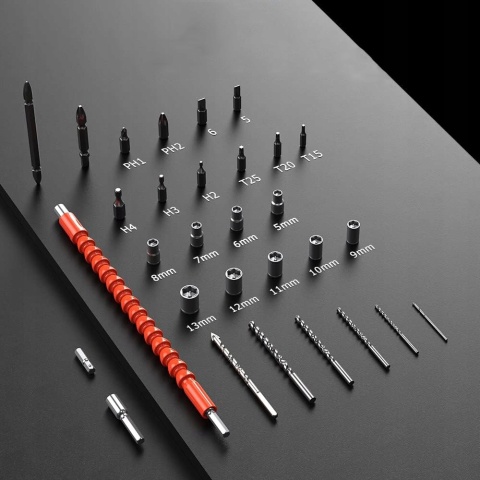 WKRĘTARKA WIERTARKA AKUMULATOROWA 2xAKU NASADKI BITY LED WALIZKA ZESTAW XXL