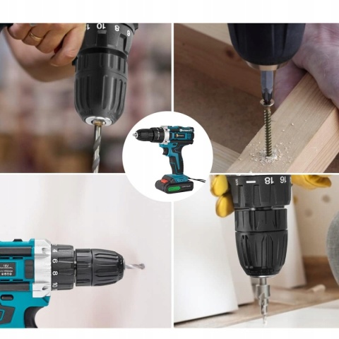 WKRĘTARKA WIERTARKA AKUMULATOROWA 2xAKU NASADKI BITY LED WALIZKA ZESTAW XXL