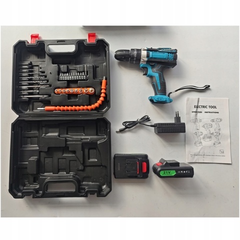 WKRĘTARKA WIERTARKA AKUMULATOROWA 2xAKU NASADKI BITY LED WALIZKA ZESTAW XXL