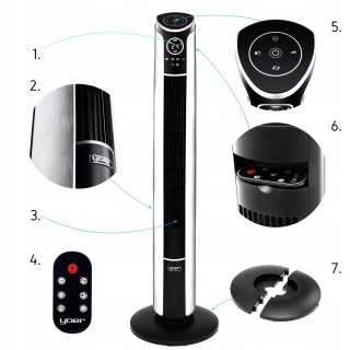 Wentylator kolumnowy CICHY Wiatrak podłogowy stojący Yoer 3D +JONIZACJA