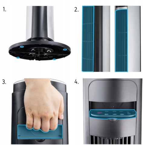 Wentylator kolumnowy CICHY Wiatrak podłogowy stojący Yoer 3D +JONIZACJA