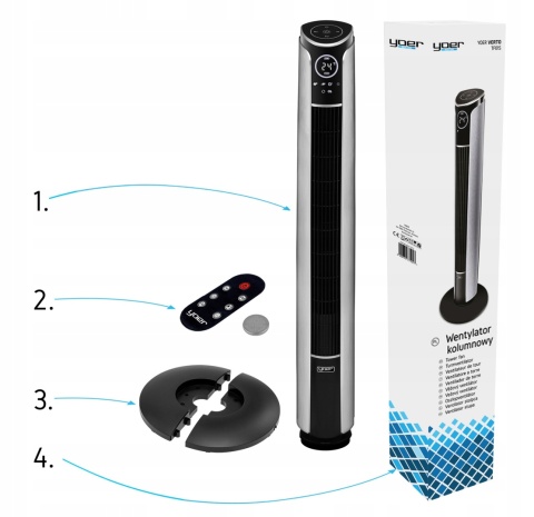 Wentylator kolumnowy CICHY Wiatrak podłogowy stojący Yoer 3D +JONIZACJA