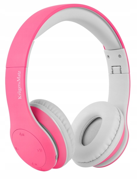 Wygodne słuchawki bezprzewodowe dla dzieci Kruger&Matz RÓŻOWE | 15h pracy!